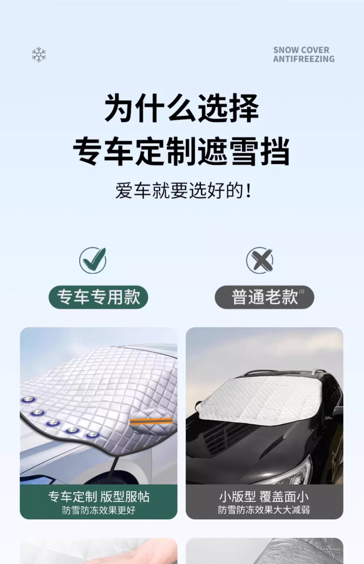 Suitable for Tesla Model Y/3/X Car Snow Cover, Front Windshield Anti-Freeze Cover, Car Cover, Snow Cover