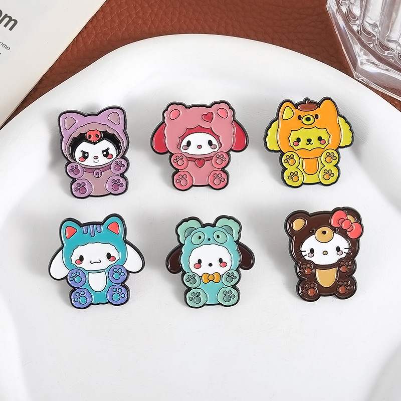 Cross-Border New Style Cute Girly Style Brooch Creative Cartoon Animation Image Peripheral Animal Accessories Badge