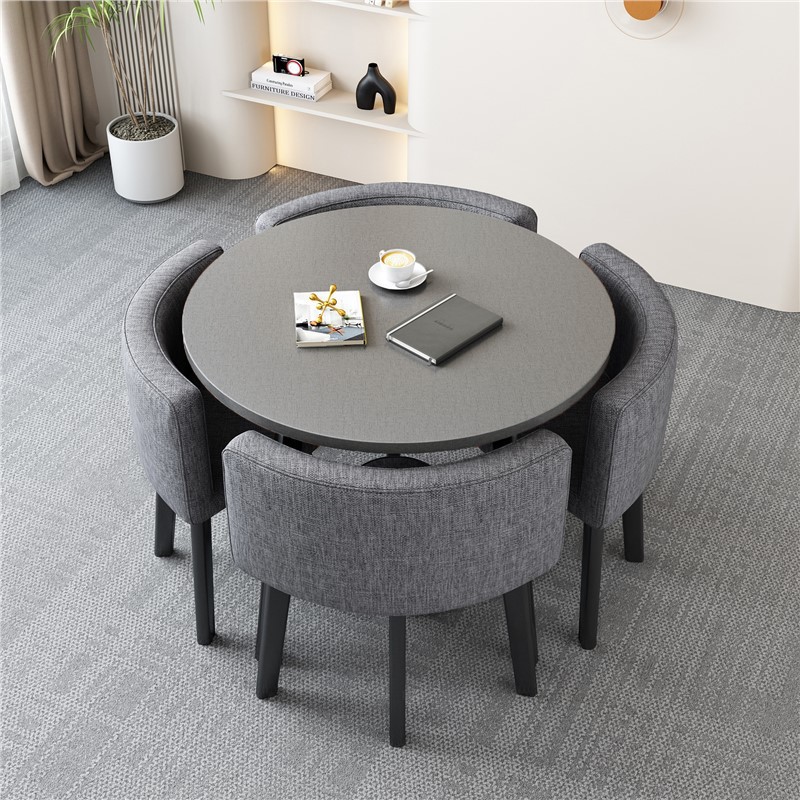[Factory] 80 Gray Round Table Gray Cloth Chair