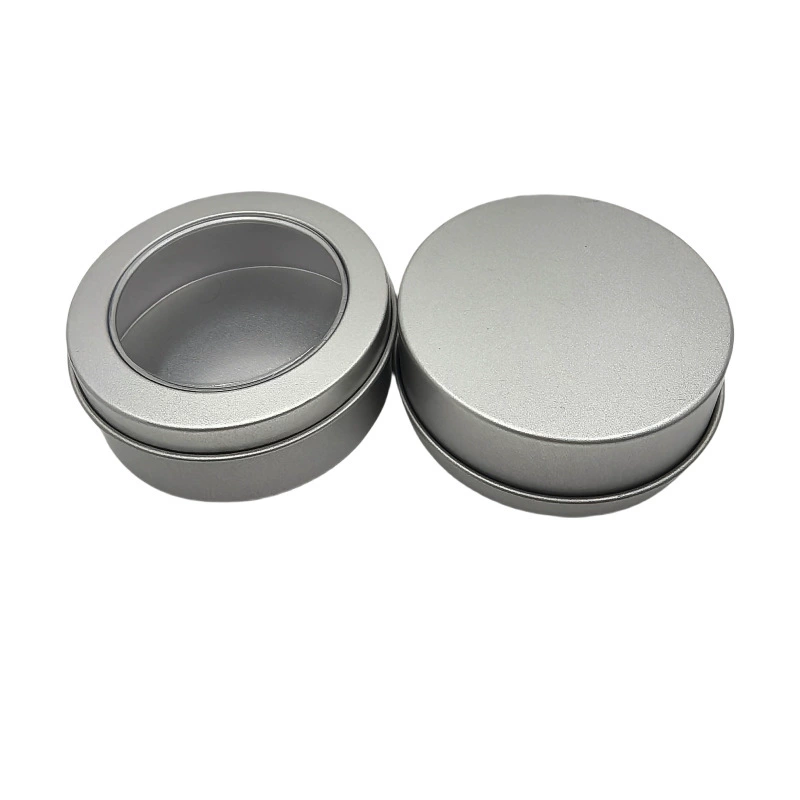 Металлическая жестяная коробка с окошком для значков, круглая коробка для U-дисков, автомобильного воска, свечей, металлическая упаковка