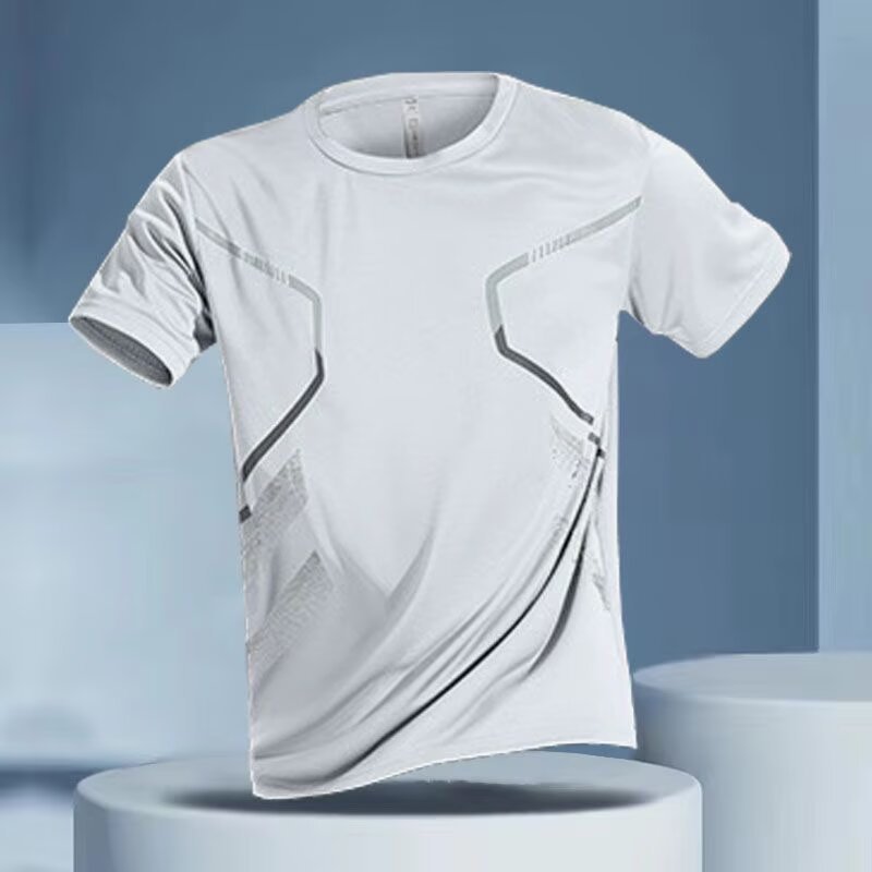 Trajes deportivos para hombres hielo veloz ropa seca camiseta de fitness correr mangas cortas pantalones cortos trajes de entrenamiento fábrica transfronteriza al por mayor