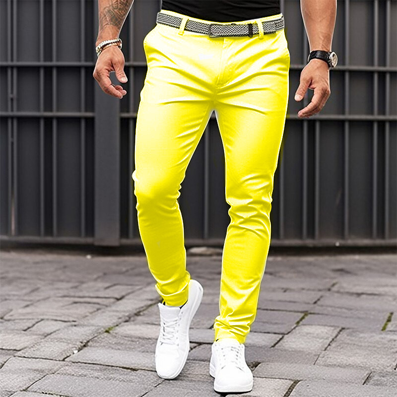Europa y América estación independiente transfronteriza de los hombres de color sólido bolsillo apretado cremallera negocio casual slim fit pantalones pequeños