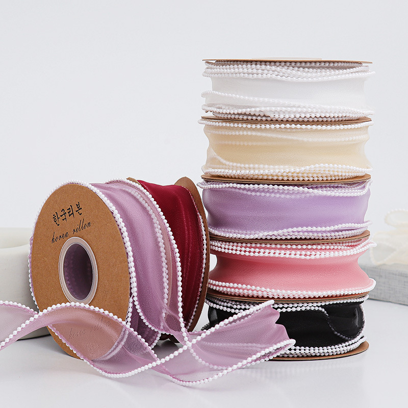 Cinta de embalaje de flores al por mayor regalo de San Valentín decoración vendaje regalo ramo embalaje 4cm hilo de cola de pez perla