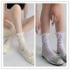 Lace Lace Socks Bow Socks Women's Summer Middle Barrel Ballet Style Thin White Lace Short Socks Piled Mori Style