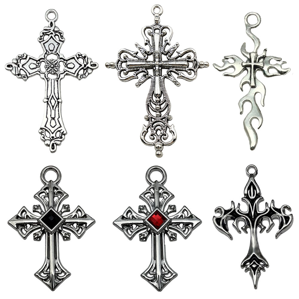 Mixed 6-person necklace keychain large cross set-6 styles each 1-44.4g-sn1154