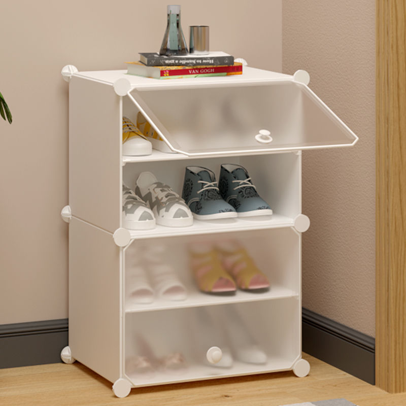 Simple Shoe Cabinet for Home Economical Door Storage Artifact College Dormitory Narrow Shoe Rack Dust-Proof and Space-Saving