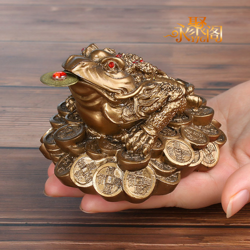 IYR7 Gold Toad Statue, Three-legged Gold Cicada, Craft Gift, Home Decor
