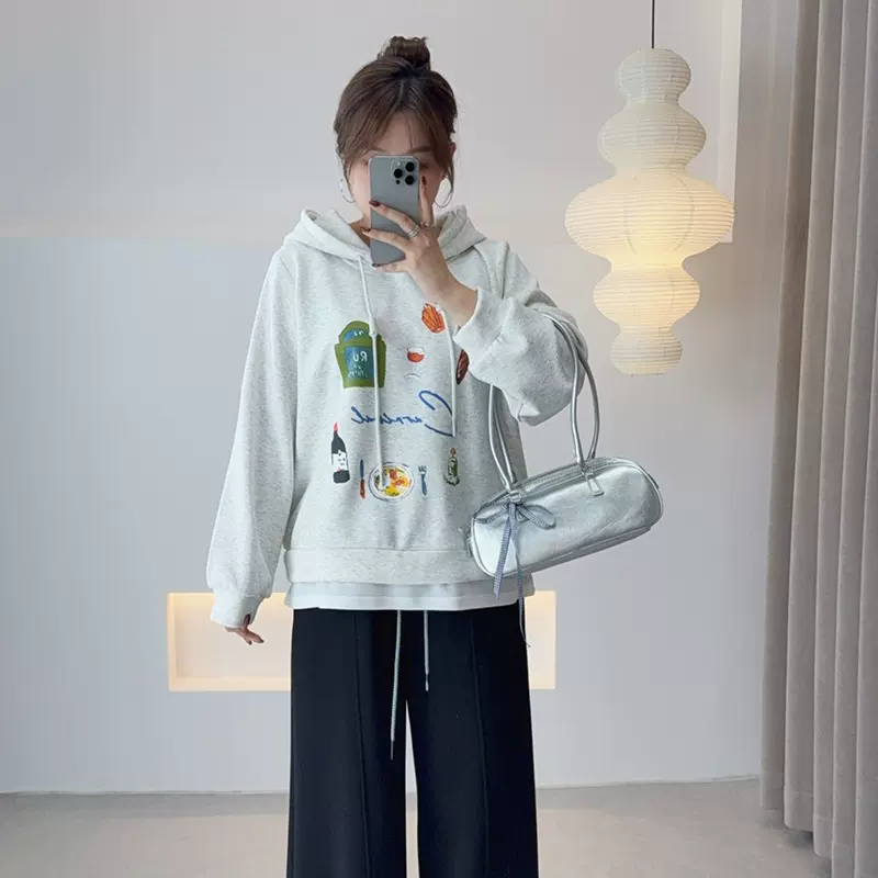 2025新款大码女装秋冬加绒加厚卫衣女连帽套头大码胖妹妹卫衣9169