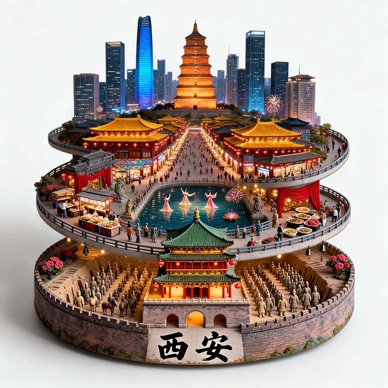 【西安】景点金属立体浮雕冰箱贴旅游纪念品文创伴手礼国潮装饰