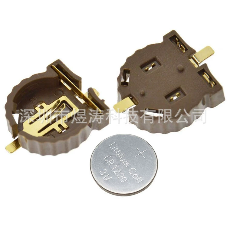 Плетеный BS-1220-2 CR1220 SMD держатель батареи Кнопка 3V Pin позолоченный держатель батареи 1220