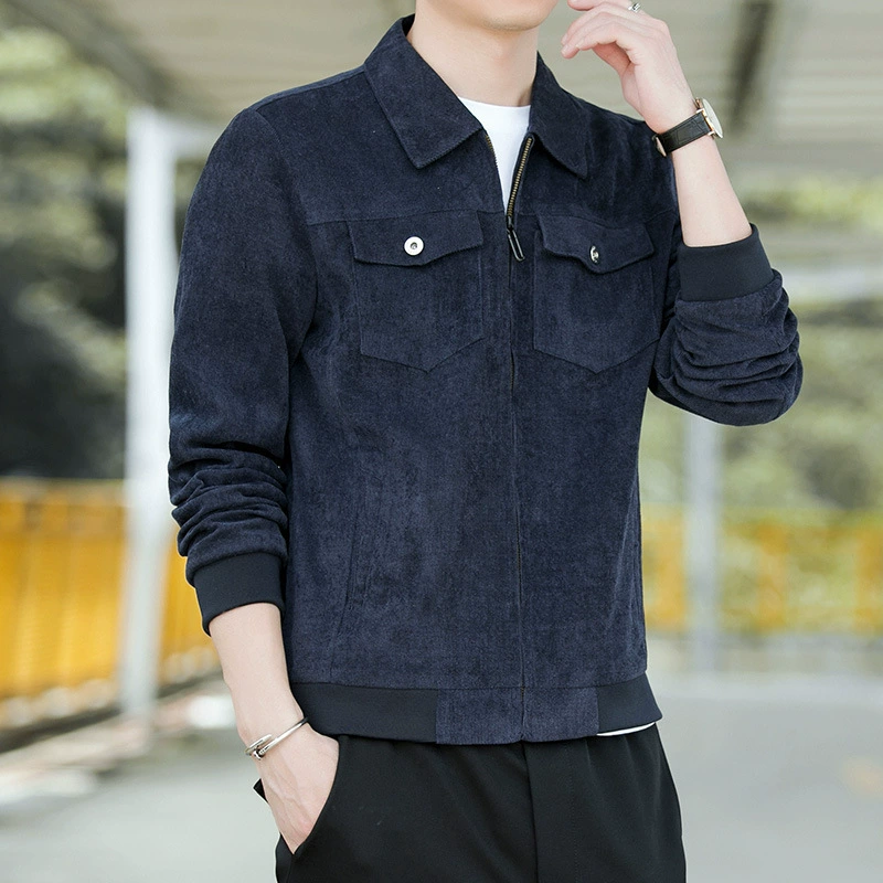 Мужская куртка в гонконгском стиле, Мужская Осенняя оснастка, мужская приталенная куртка, модная одежда, мужская джинсовая Стильная однотонная винтажная одежда