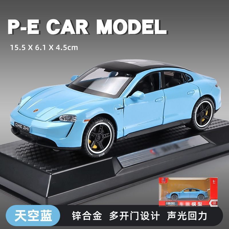 1:32 PORTSCHE TAYCAN 시뮬레이션 합금 자동차 모델 자동차 럭셔리카 로고 슈퍼 러닝 백 포스 장난감 새해 선물