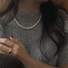 母亲节礼物施家珍珠项链女款磁力扣澳白珍珠颈链2024爆款贝珠项链