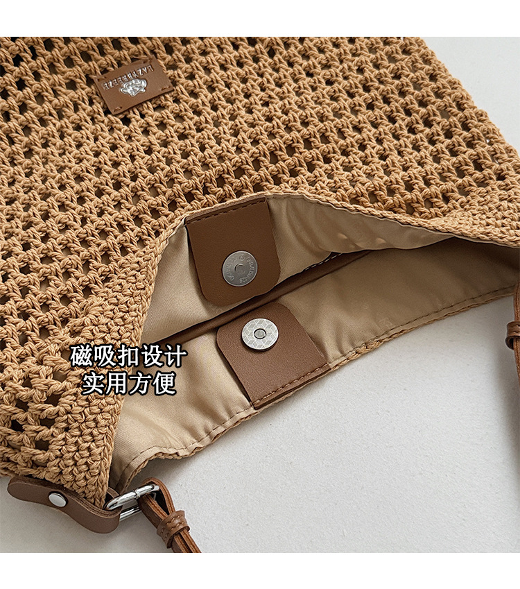 Summer hollowed-out knitted underarm bag for women, 2025 new style, laid-back and relaxed, seaside vacation style single-shoulder crossbody bag Item Picture