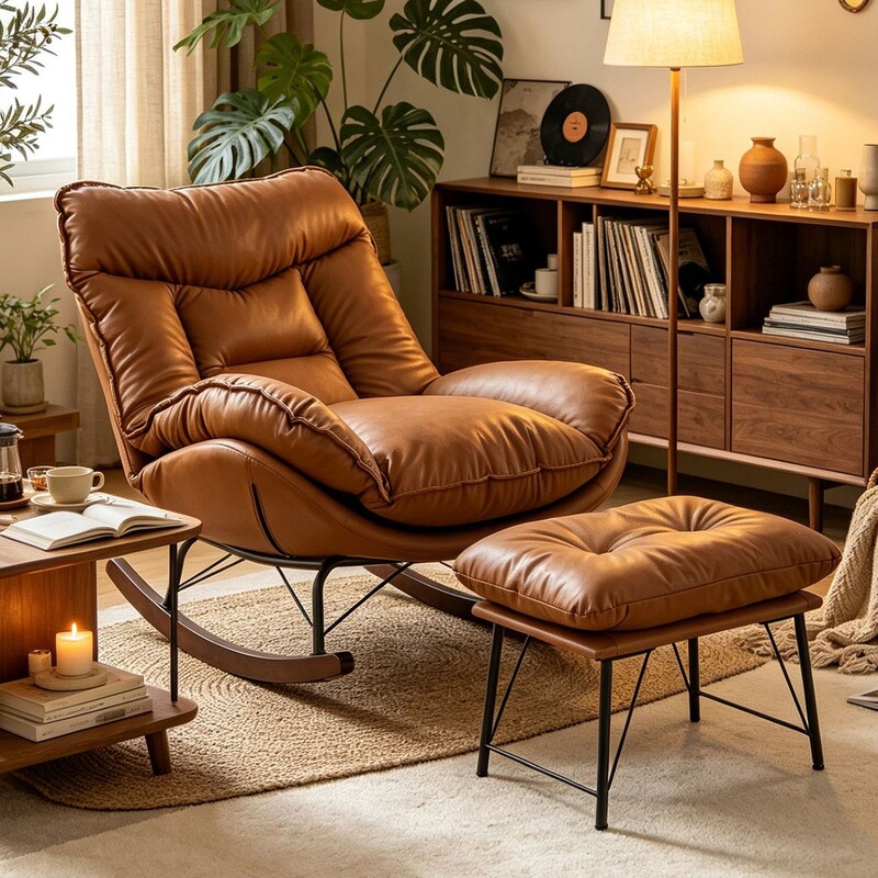 Lazy Sofa for Living Room and Balcony, Reclining Lazy Sofa Chair, Rocking Chair, Single-Person Nap Soft Rocking Chair, Lazy Sofa