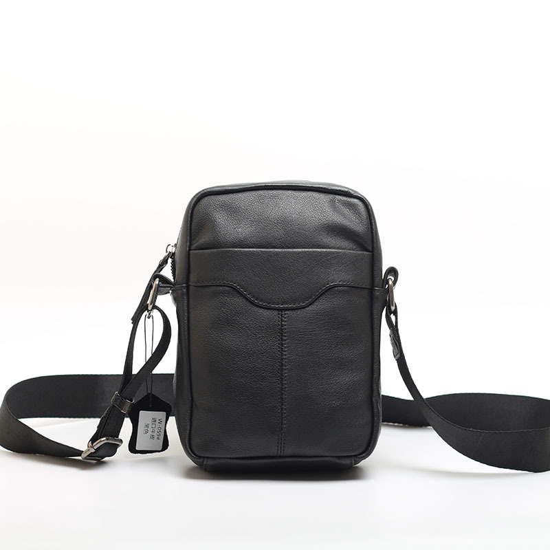 Leather square small bag with zipper