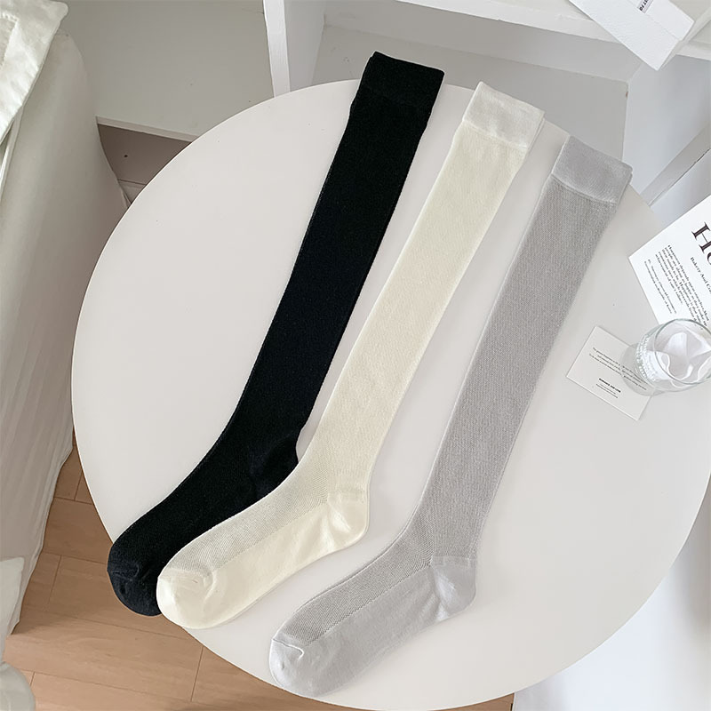 Japanese solid color summer thin breathable knee socks