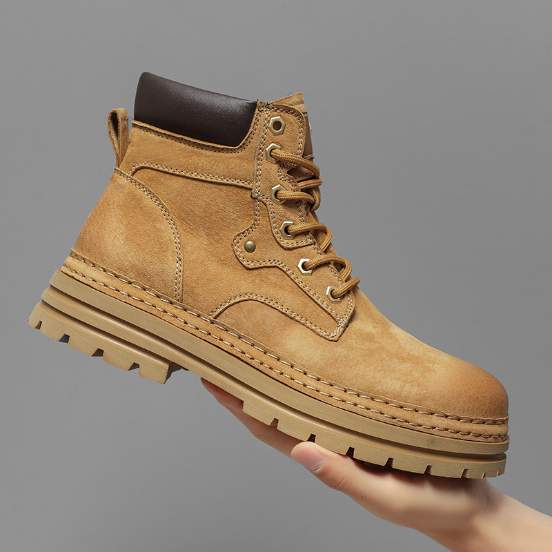 2025 otoño y invierno nuevo estilo casual botas Martin de piel de cerdo de vello de moda para hombres botas de moda para hombres botas de amarillo