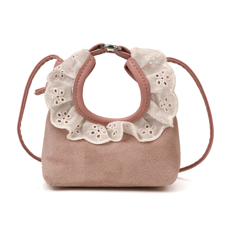 Bolsa de mano de encaje coreano para niñas, mini lindos bebés mochila simple de color sólido para niños.