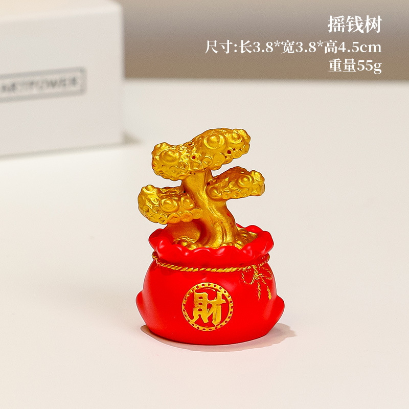 平安喜乐国潮招财猫卡通小猫咪桌面摆件办公室工位装饰品创意礼品|undefined