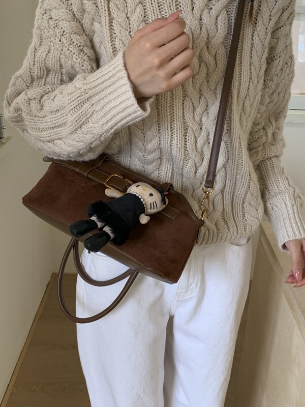 复古磨砂小包包女2025秋冬季新款百搭斜挎包高级感撞色手提小拎包|undefined