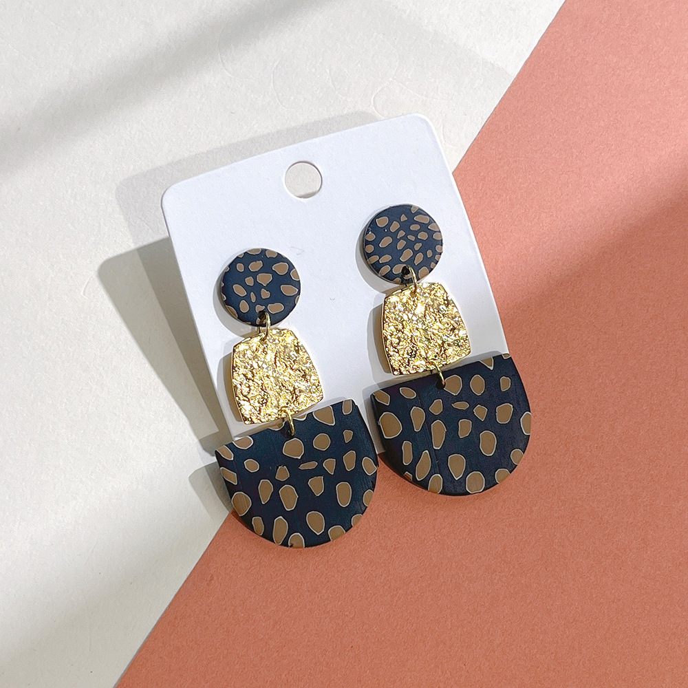 Drop Earrings Classification 1 Pair Retro Semicircle Oval Polka Dots Soft Clay Patchwork Women's Drop Earrings