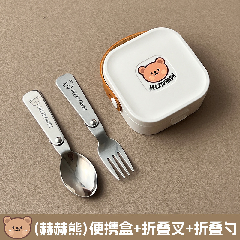 화이트-[허허베어] + 304 트루컬러 [허허베어] 접이식 포크 + 스푼