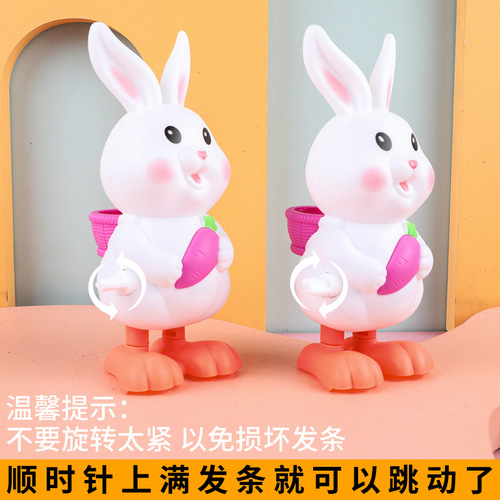 Wind-up toy jumping long-eared rabbit simulation animal infant toys cute educational baby learning crawling stall wholesale