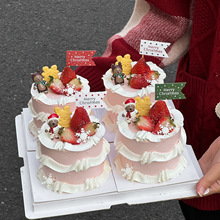 2026圣诞节快乐甜品小蛋糕装饰插旗卡通小熊麋鹿平安夜派对摆件