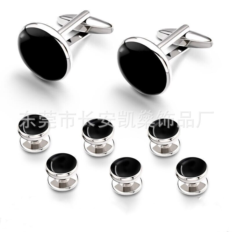 Factory direct men's and women's 8-piece dripping tuxedo button French shirt 6 six-piece set cufflinks