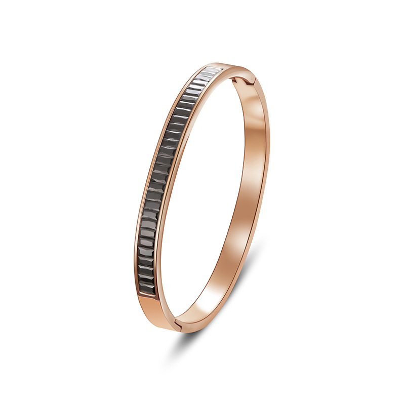 Pulsera de acero de titanio para niñas nicho de sentido de alto grado cielo estrellado no se desvanece Diamante-incrustado exquisito diamante ins estilo completo pulsera de diamantes