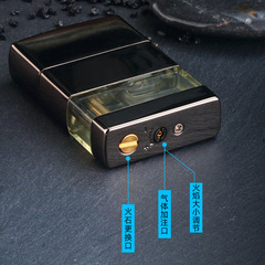 223 grinding wheel open flame inflatable lighter see-through transom with LED flashing light creative gift lighter manufacturer wholesale