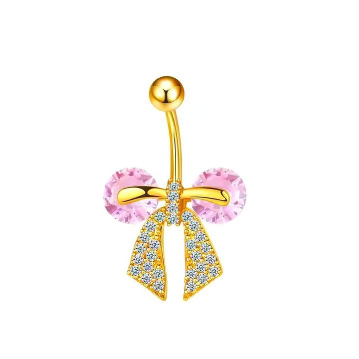 Exotic Geometric High-End Bow Navel Ring with Zircon - Copper Body Piercing Jewelry Wholesale detail image 10