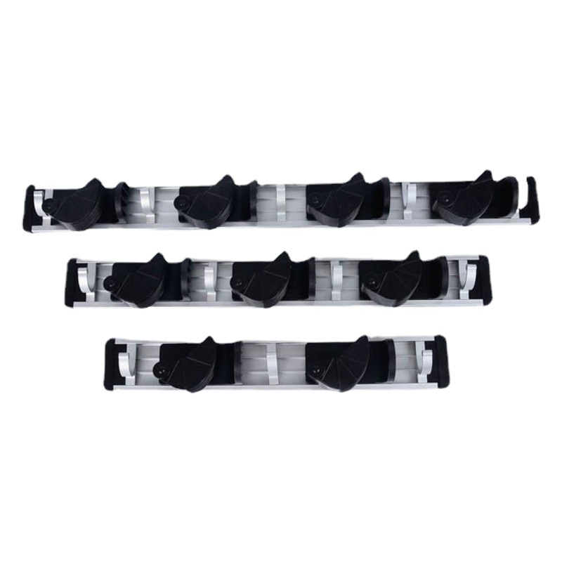 Espacio de aluminio libre de punzonado MOP clip rack escoba rack gancho montado en la pared fregona escoba almacenamiento rack fregona rack fábrica