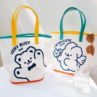 Beach linen bag PVC, summer capacious organizer bag