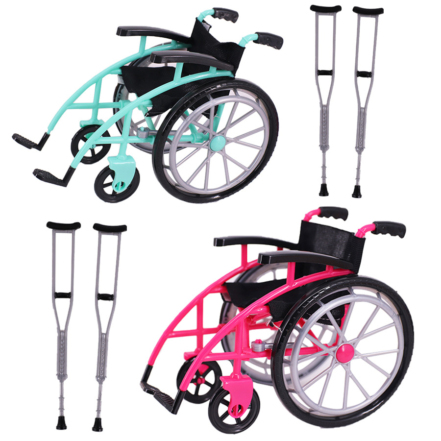 Bobby doll toy new miniature wheelchair crutch suit model ornaments folding wheelchair toy