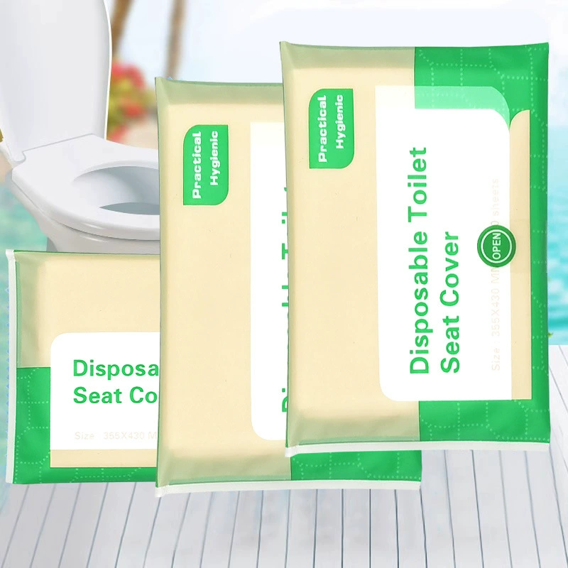 В наличии оптом водонепроницаемые подушечки для туалетной бумаги для гостиниц, 10 штук в упаковке, подходят для послеродового использования, одноразовые чехлы на сиденье для унитаза для путешествий.