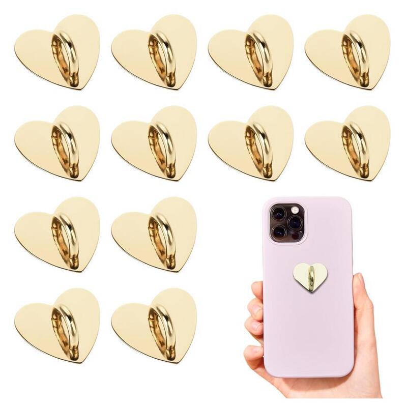 Heart Shape Neutral Adhesive Metal Hook Phone Key Chain Hook Surface Gold Plated Heart Phone Ring Holder for Mobile Phone