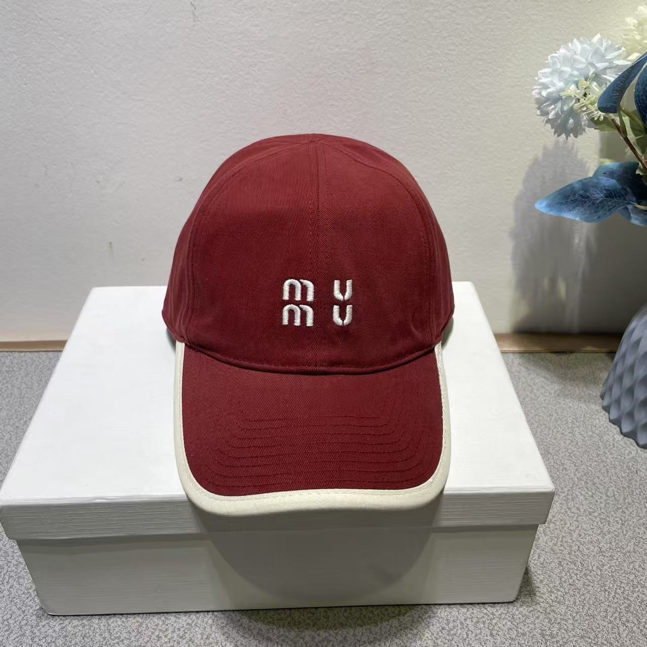 Miu Miu Logo Cap Burgundy