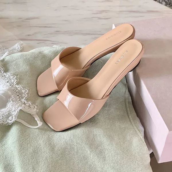 In Stock, Ships Instantly! Grape Mom's Same Style, Small Wedge Heel, French-Style Square Toe, Wide Strap, Leopard Print Mule Sandals for Women