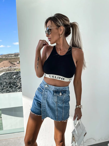 Factory direct 23 years of Europe and the United States cross-border summer new fresh sweet fashion casual solid color denim skirt 3257