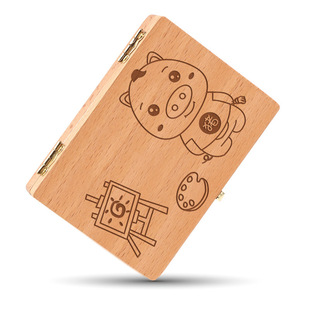 Wooden Zodiac breast teeth Memorial box girl boy children baby tooth change fetal hair storage box storage collection