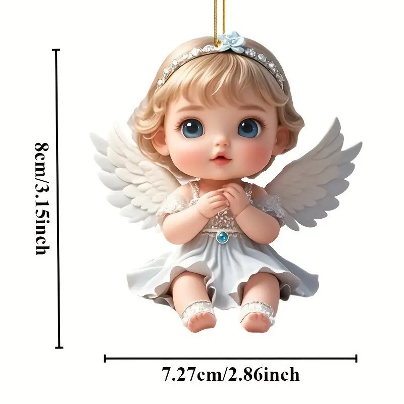 Cross-border nuevo lindo ángel acrílico colgante espejo retrovisor de automóvil colgante plano decoración de regalos de vacaciones