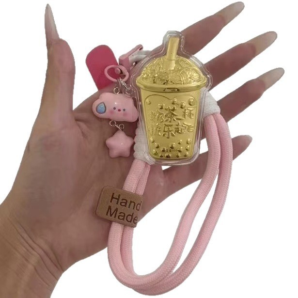 純金 20mg ミルクティークリエイティブペンダント人気漫画卸売携帯電話キーホルダーカーペンダント labubu|undefined