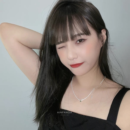 Suchuang Italian olive green mini pendant 925 sterling silver necklace zircon clavicle chain versatile simple ins