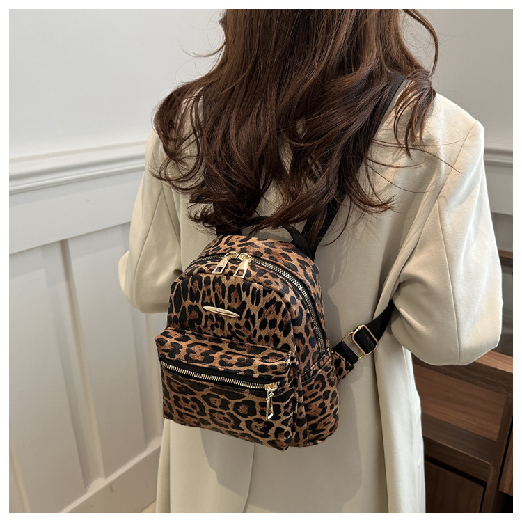 487g Weight Polyester Lining Material Sewing Thread Fashion Element Zipper Closure Type Double Shoulder Straps, Top Handle Strap Type Casual, Daily, Shopping Occasion Pu Leather Material Women's Backpack Backpack Leopard Pattern All Seasons Season Women's Gender Classic Style Style Shell Shape Leopard Casual Daily Shopping Women's Backpack 6