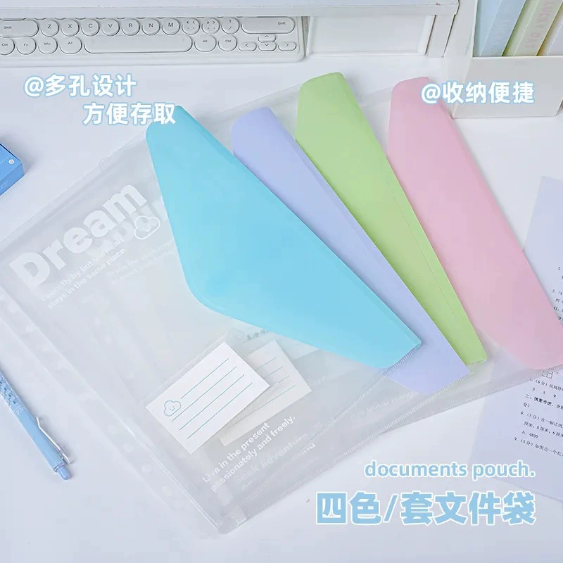 Student A4 Folder Storage System, Multi‑Pocket Binder with Tear‑Off Sheets, Cute Shells