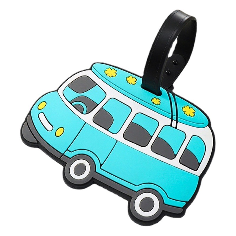 New car pvc soft rubber luggage tag cartoon luggage tag boarding pass card set luggage pendant