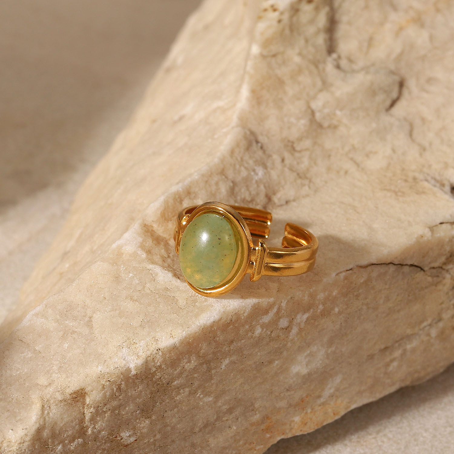 Luxurious Geometric Stainless Steel Plating Zircon Open Ring