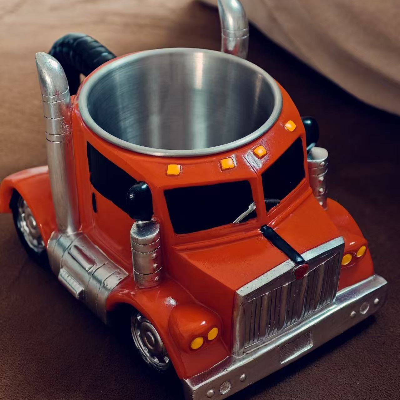 跨境卡车咖啡杯树脂工艺可食用不锈钢杯子工艺品装饰摆件创意